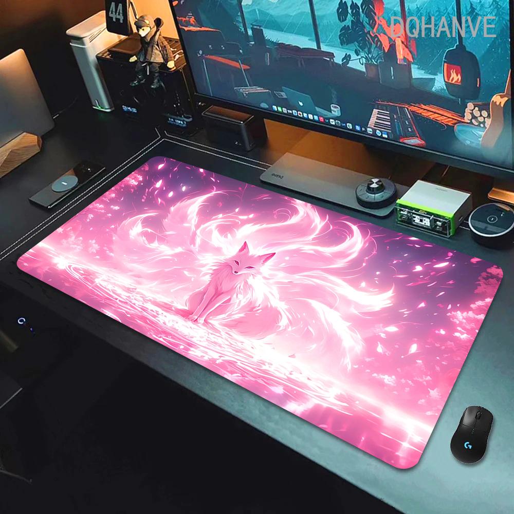 Fox Large Gaming Mousepad XXL Gamer Mouse Pad Office Long Table Accessories Mouse Mat Kawaii Desk Mat For Girl Decorates Bedroom
