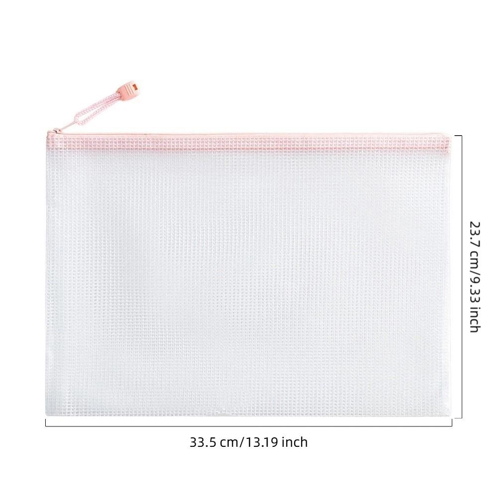5pcs A4 Document Organizer Bag Large Capacity Stationery Storage Bag Mesh Zipper Pouch  Office