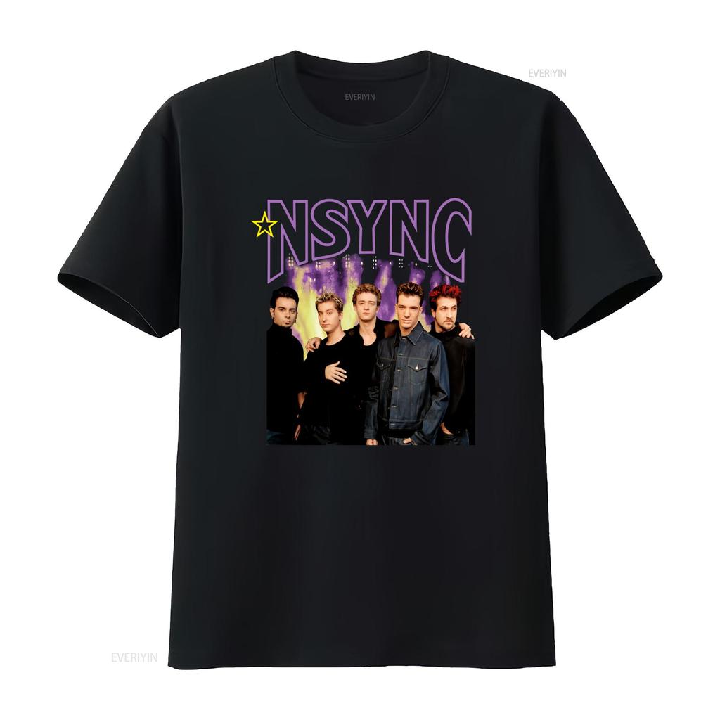 Retro Vintage S NSYNC Pop Boy Band Print Casual T Shirt Vintage Washed Homme Streetwear Soft Stretched Breathable Stylish