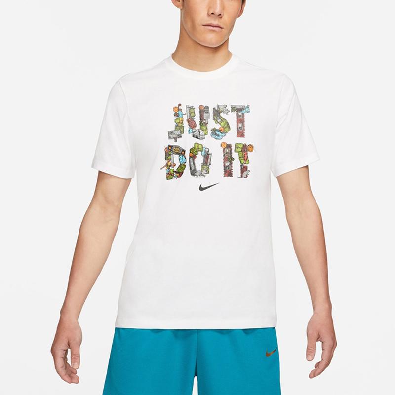 Nike Just Do It Letter Print Sports Short Sleeve T-Shirt Men Tops White DD0802-100