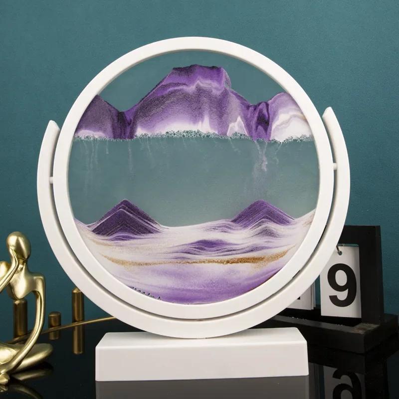 Rotatable 3D Sandscape Moving Sand Art Picture Round Glass Deep Sea Hourglass Quicksand Flowing Sand Painting Home Decor Gifts