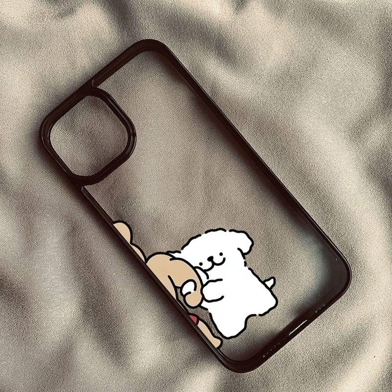 Funny Cartoon Puppy Couple Phone Case for IPhone 16 11 12 13 14 15 Pro Max XR X XS Mini 8 7 Plus SE 20 Fashion Shockproof Funda