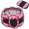 Foldable Pet Playpen Mesh Open Air Exercise Pen Tent House Playground for Dogs and CatsXBD95 Pink