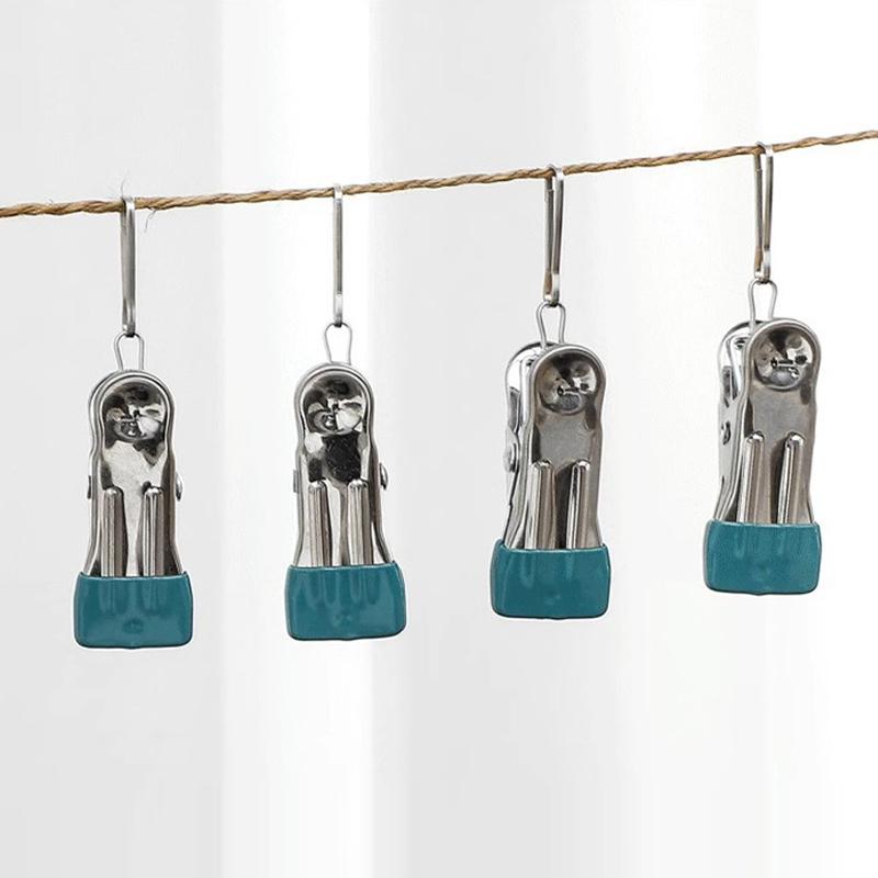 10 szt. Klipsy do ubrań ze stali nierdzewnej Klamerki do prania Haczyk Przenośny Klips do wieszania ubrań Organizer do ubrań do szafy Wieszaki