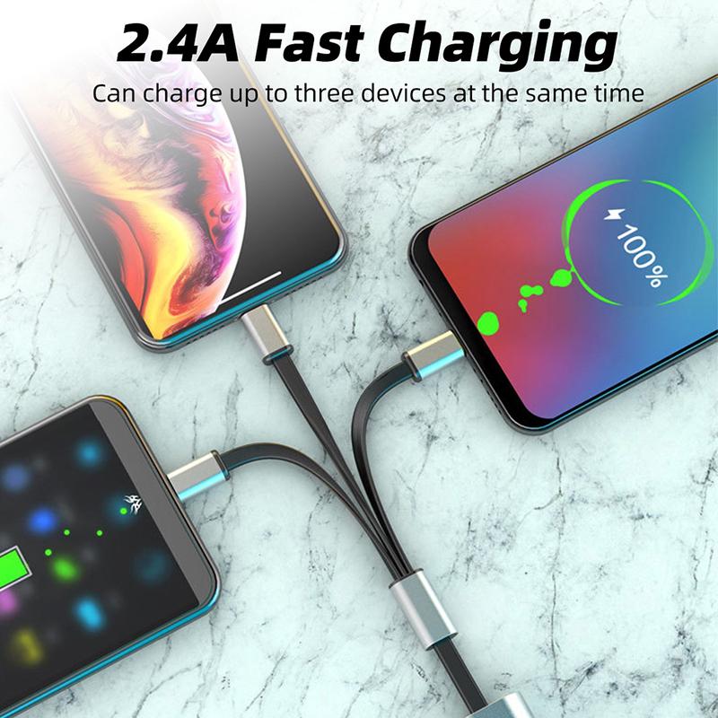 Usb Charging Cable To Micro Usb Type-C 3A 3-In-1, Scalable, Fast Charging.