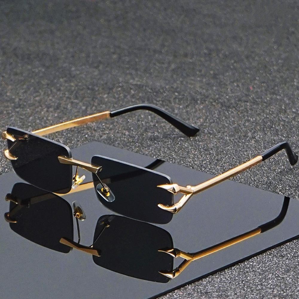 Men s and Women s Casual Square Frameless Metal Fashion Glasses Are Suitable for Both Casual and Formal Occasions