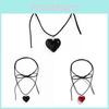 Heart Pendant Necklace With Leather Chain For Women Fashion Accessory