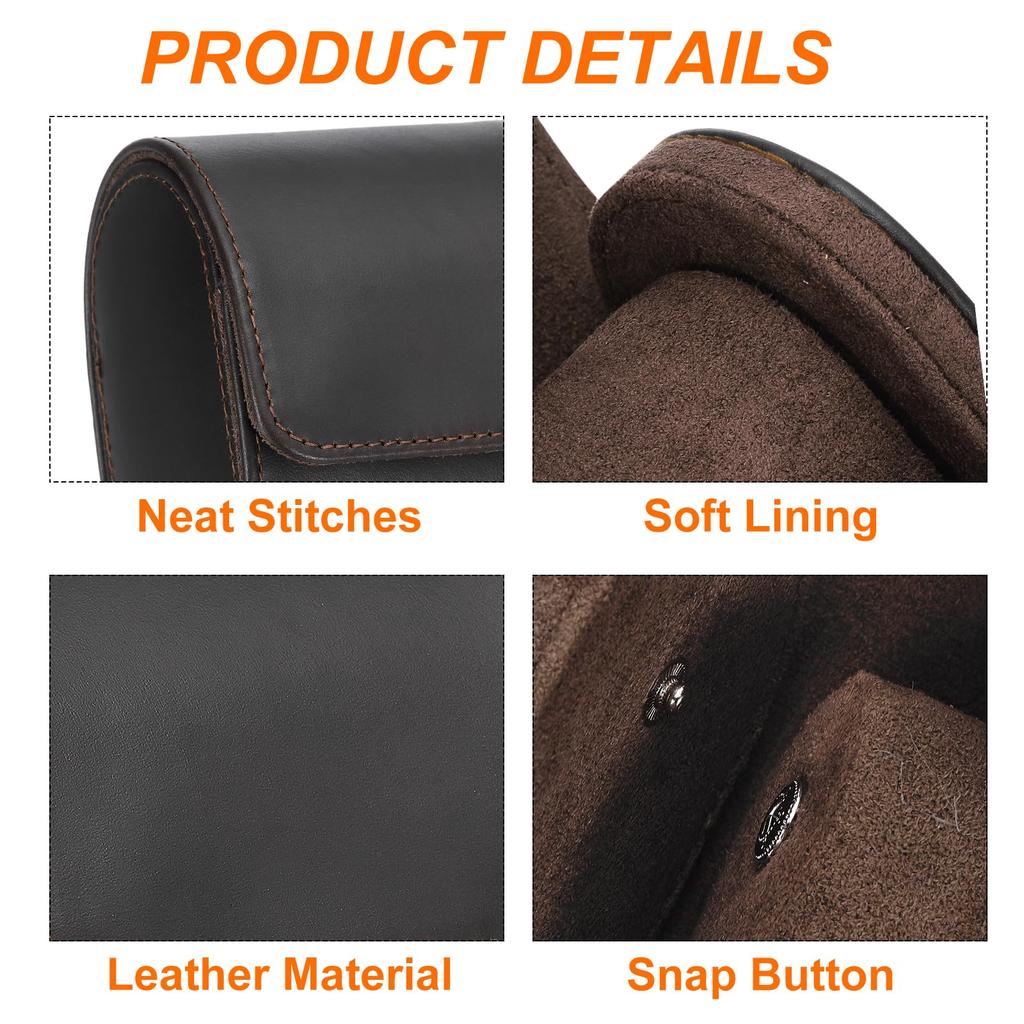 Uxcell Watch Travel Case, Single Slot, Portable Leather Watch Case, Unisex, with Removable Cushion, for Travel, Display, Home Storage, Coffee