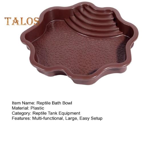 Reptile Bathing Pool Large Tortoise Feeding Dish Water Bowl with Ramp Aquarium Ornament for Lizard Gecko Snake Turtle Bearded Dragon