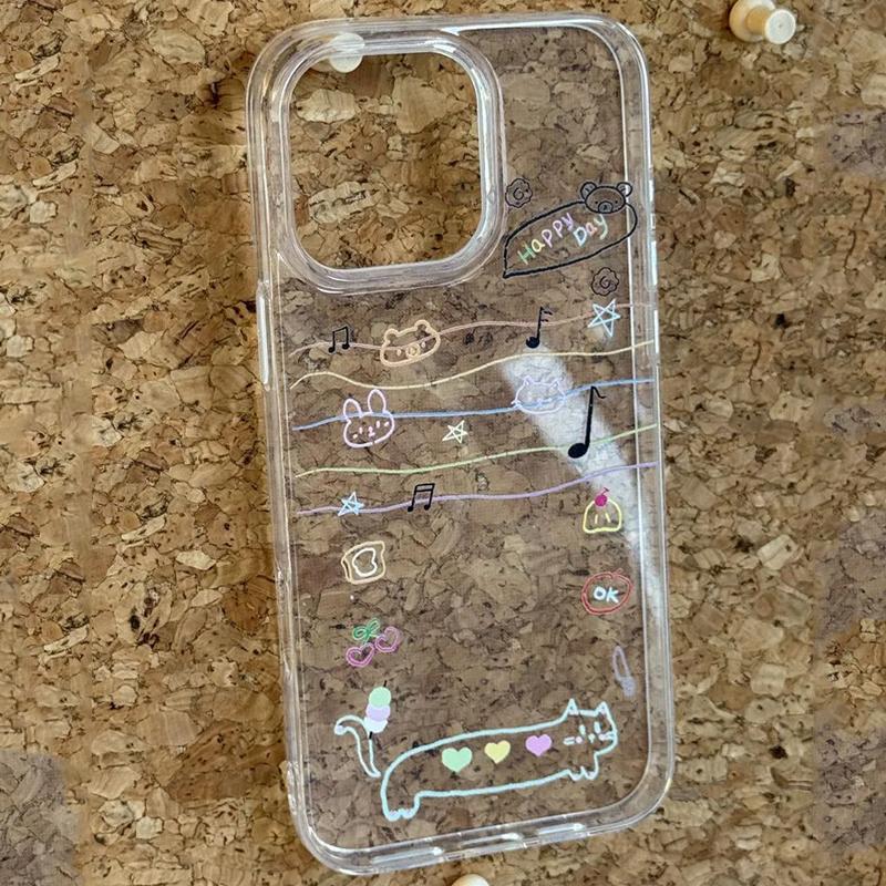 Creative Kawaii Kitten Note Cartoon Cute Lovely Phone Case For iPhone 16 15 14 13 12 11 Pro Max 7 8 Plus MINI Y2K Cover