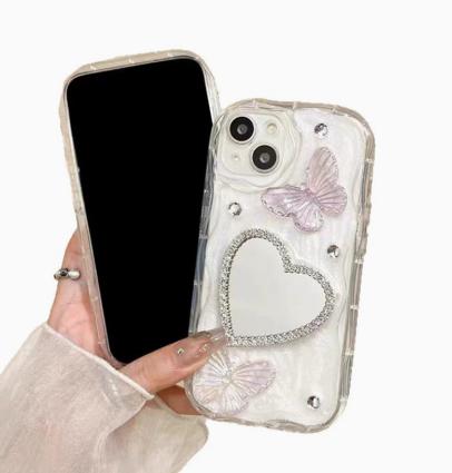 Rhinestone Butterfly Phone Case for 15 Pro One Size