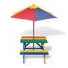 Kids  Picnic Table with Benches & Sun Umbrella Multicolored Wood
