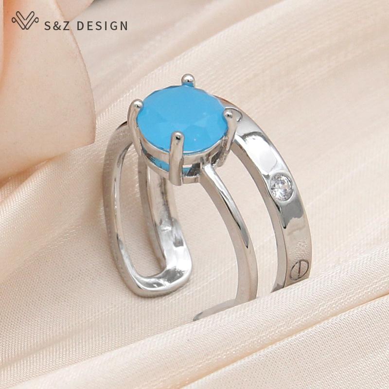 Fashion Elegant Rose Gold Color Round Cubic Zirconia Adjustable Rings For Women Wedding Jewelry Gift