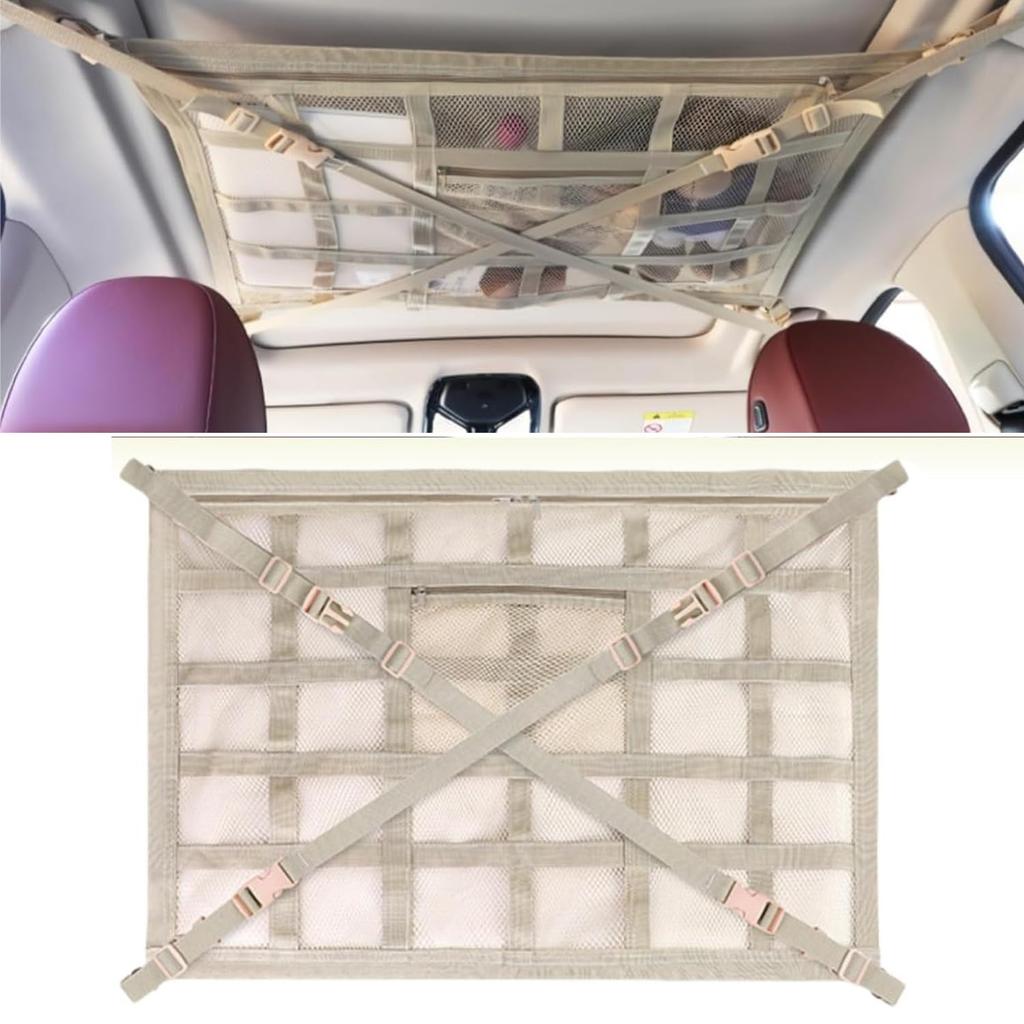 Car Ceiling Net, Double Zipper, Car Ceiling Net, Car Ceiling Storage, Luggage, Cargo Net,