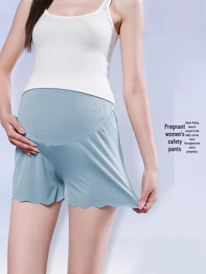 

Ice Silk Maternity Support Shorts - Lightweight, Loose, Anti-Exposure Three-Quarter Pants 2XL (150-180 lbs) небо синє кольору