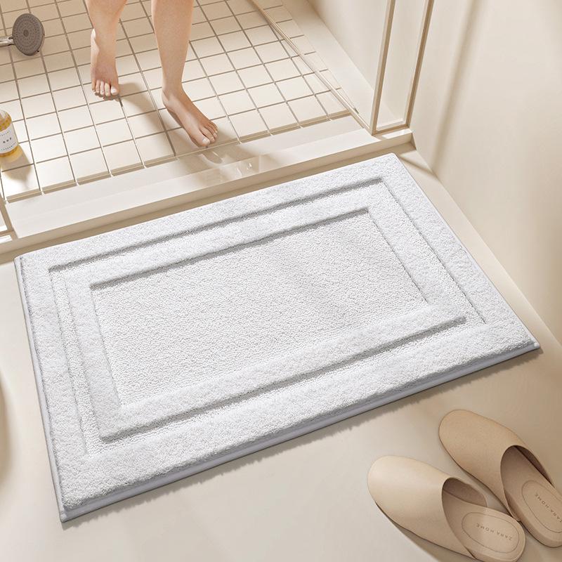 

1pcs Bathroom Floor Mats Household Bathroom Entrance Solid Color Anti-slip Mats Bathroom Flocking Thickened Absorbent Carpets 40x60cm білий