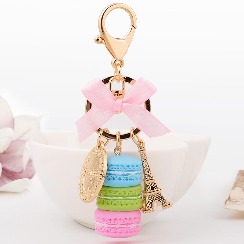 Frankrijk Parijs Leuke Macaron Eiffeltoren Macarons Kleurrijke Tas Hanger Auto Bedeltje Sleutelhanger Tas Hanger white