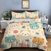 Cute bear cartoon pattern Bedding Set for Kids Luxury Gift 3pcs Digital Print Comforter Set Soft Comfortable Breathable