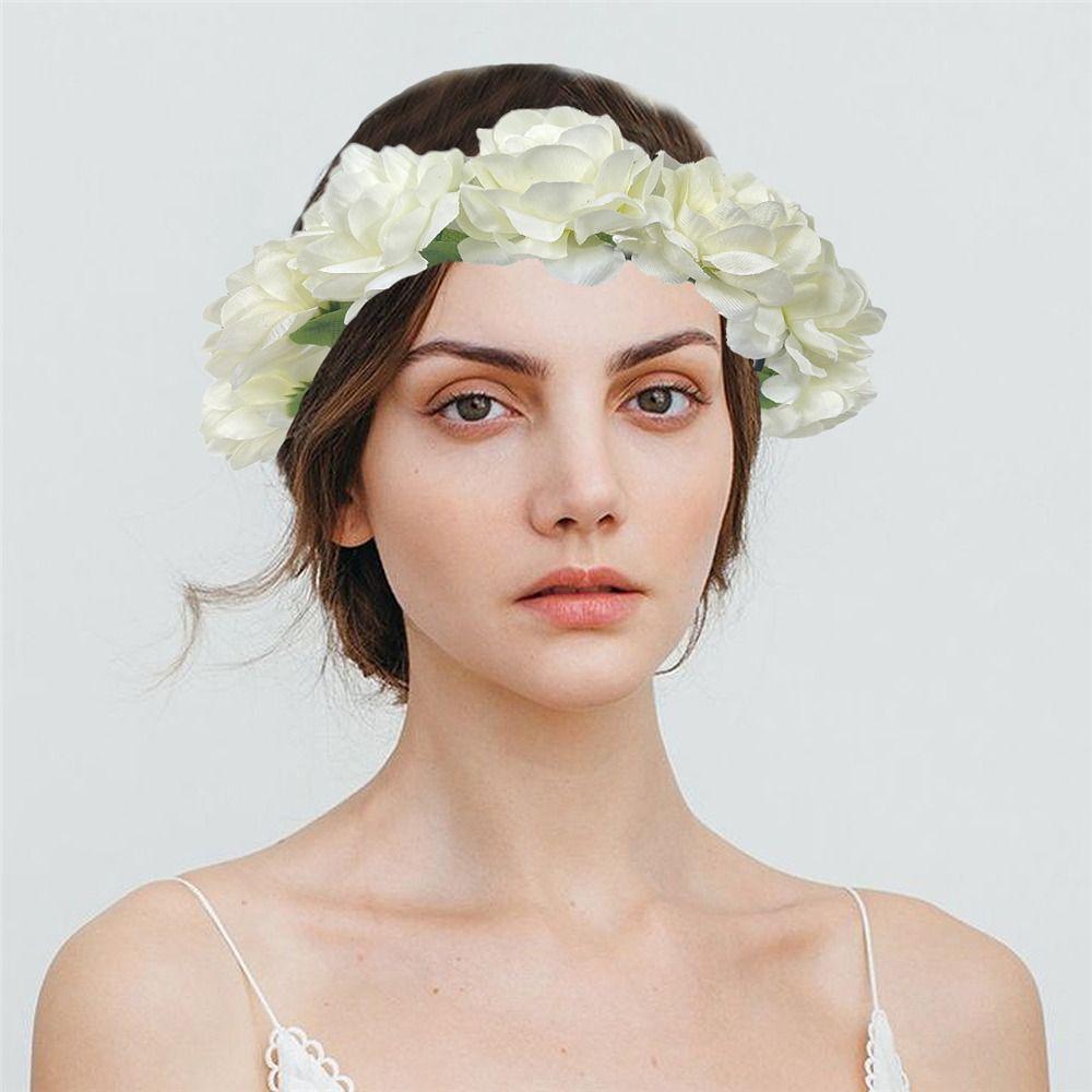 Wedding Festivals Floral Crown Hairband Bohemian Headwear Rose Flower Headpiece  for Women Girls
