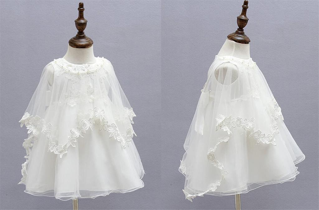 LovKin Baby Dress Set with Formal Perfect for Baby Shrine and Hospital Size 12M Girl's 3-Piece Ribbon, Tulle, Showers, Visits, Outfits, White,