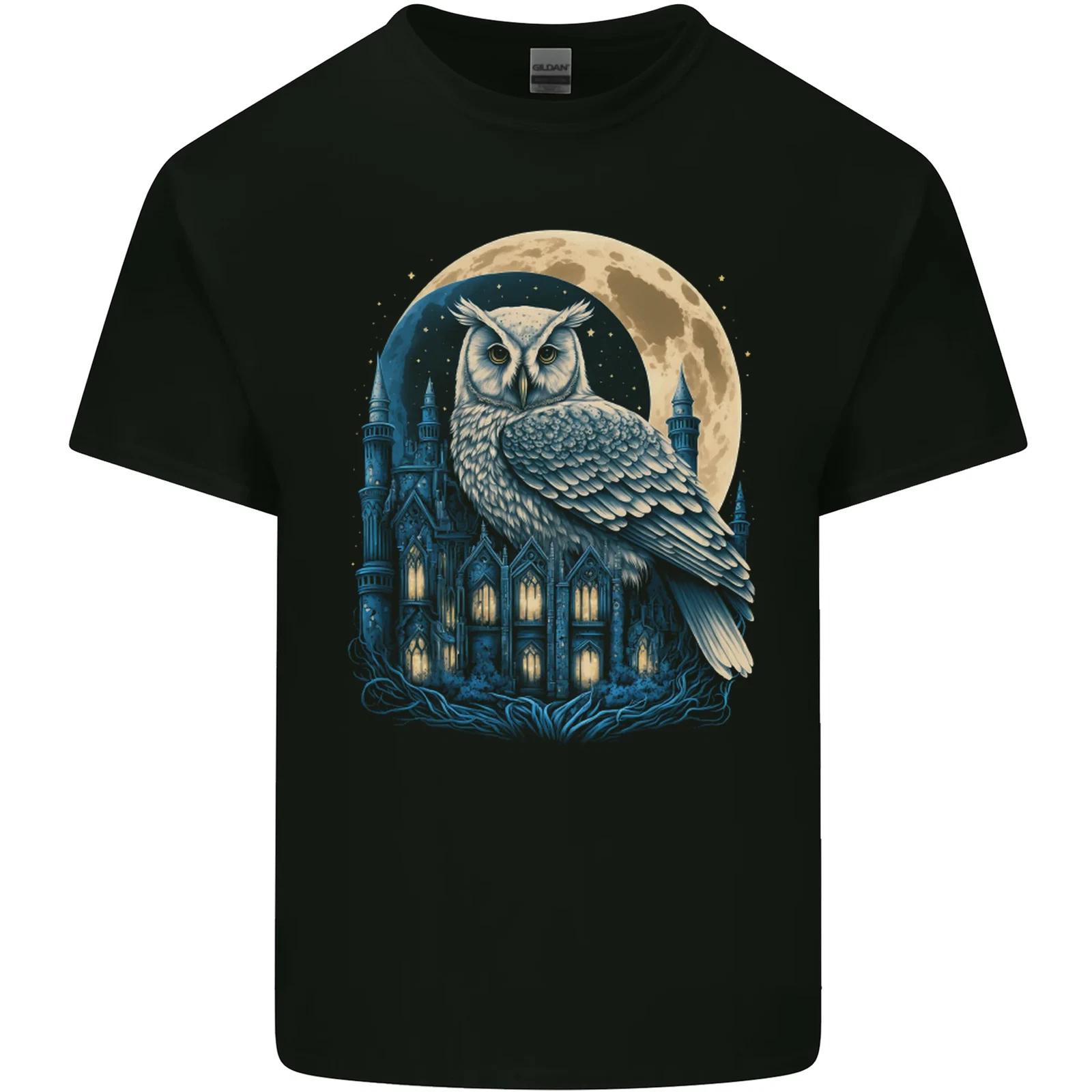 A Fantasy Owl Sitting on a House With Moon Kids T-Shirt Childrens L