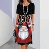 Summer Fashionable Creativity Women Loose Large Round Neck Casual Comfortable Versatile Christmas Series Santa Claus 3D Printed Dresses
