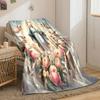Our Lady Surrounded by Angels and Peonies Cozy Blanket  Printed Blanket for Living Room Bed Couch Lunch Break Blanket for Friend's Festival Gift