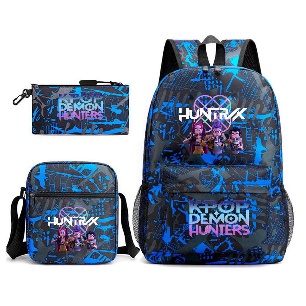 Demon Hunter Girl Group Backpack Kpop Backpack Digital Color Printing Boys And Girls School Bag Shoulder Bag Three-Piece Set