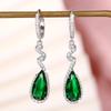 Huitan Luxury Silver Color Drop Earrings with Pear Green Cubic Zirconia for Women Statement Female Earrings Gift Party