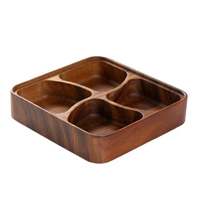 ZISIZ Walnut Wood Pinwheel 4-Compartment Serving Tray
