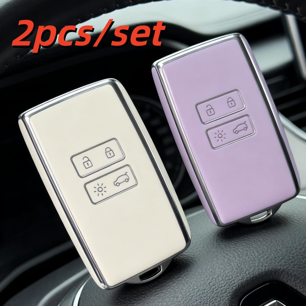 

2Pcs Car Key Case Covers For Renault Koleos Captur Megane Clio Scenic Talisman Arkana For Dacia Sandero Card Fob