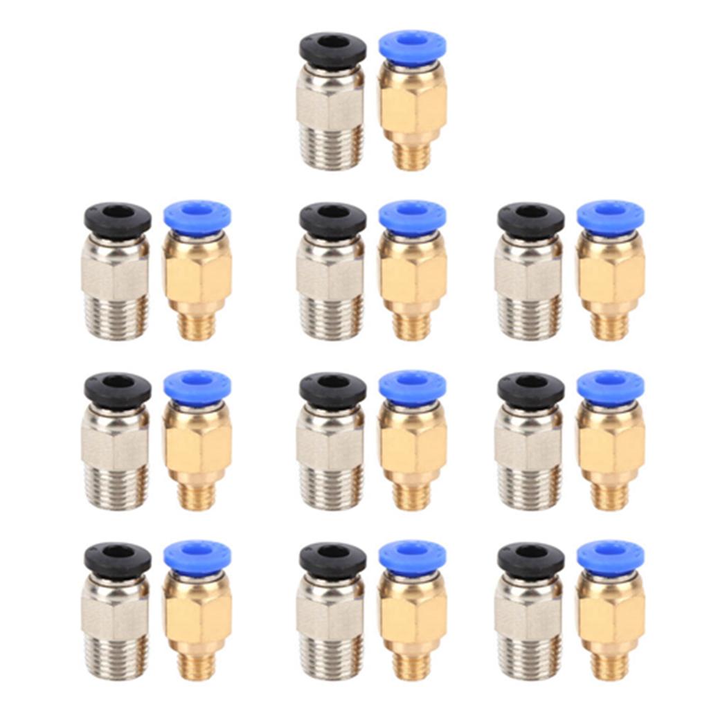 20Pcs Straight Pneumatic Fitting Push Connect for Bowden Ex 3D Printers PC4‑M10 PC4‑M6