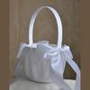 Romance Wedding Ceremony Flower Basket Flower Girl Basket with Satined Wrapped Easy Hold Handle Flower Holder for Bride