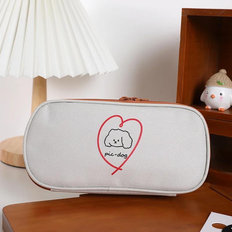 New Large Capacity Pencil Bag Simple Creative in-Day Canvas Stationery Bag Girl Primary School Pencil Case Boy Pencil Case