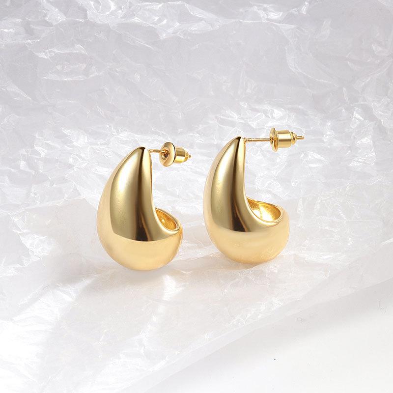 Elegant Gold Plated Waterdrop Earrings Minimalist Shiny Dangle Drop Earrings Versatile Fashion Jewelry For Women Daily Wear