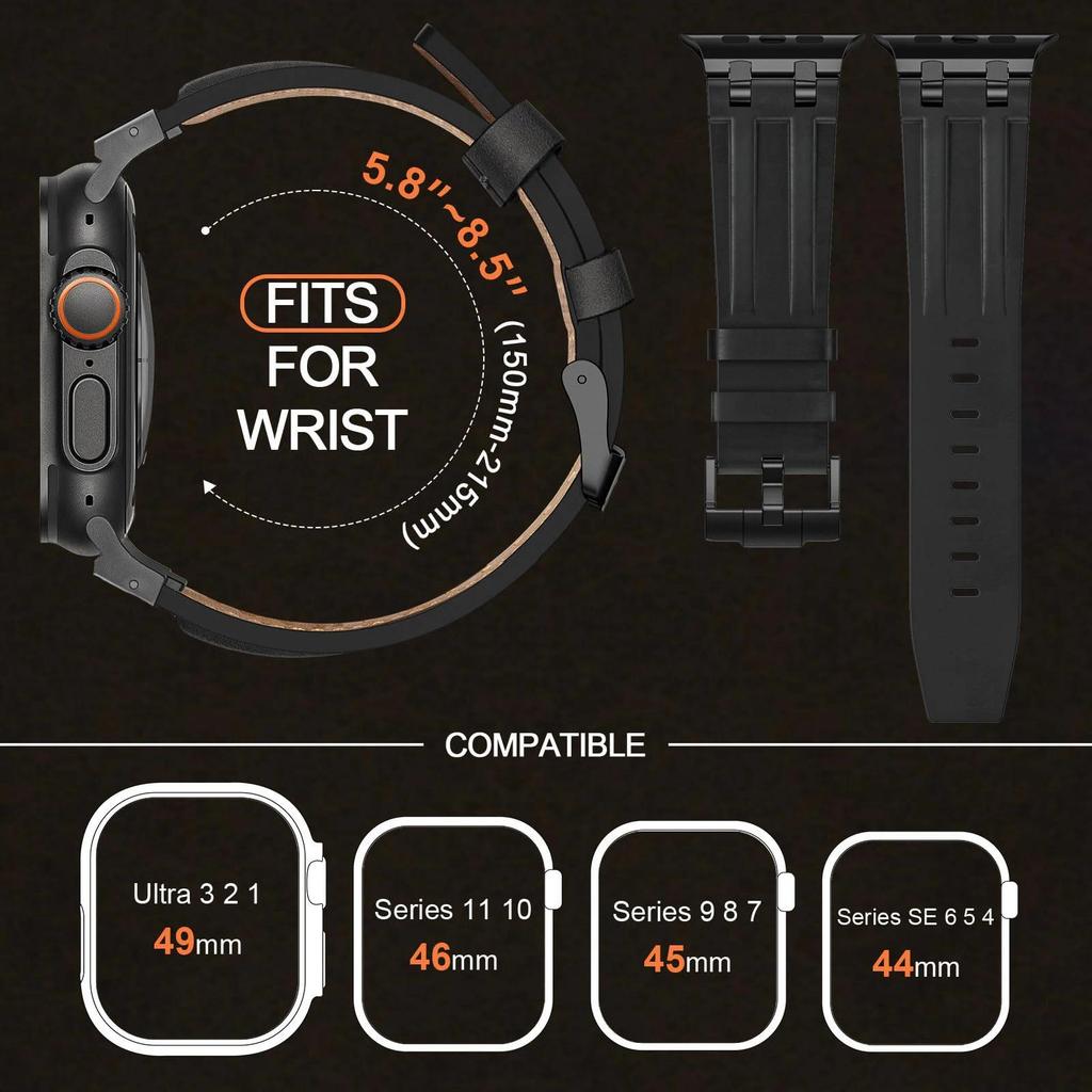 Leather Watch Band for Apple Watch Strap 49mm 46mm 45mm 44mm Luxury Man Bracelet for iWatch Ultra 3 Series 11 10 9 8 7 6 SE Band