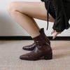 5083-3 autumn and winter fashionable pointed cowboy boots, design sense V-mouth soft leather thin Martin boots thick sole