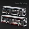 Model Bus Alloy Toy With Sound Light And Opening Windows For Children Play