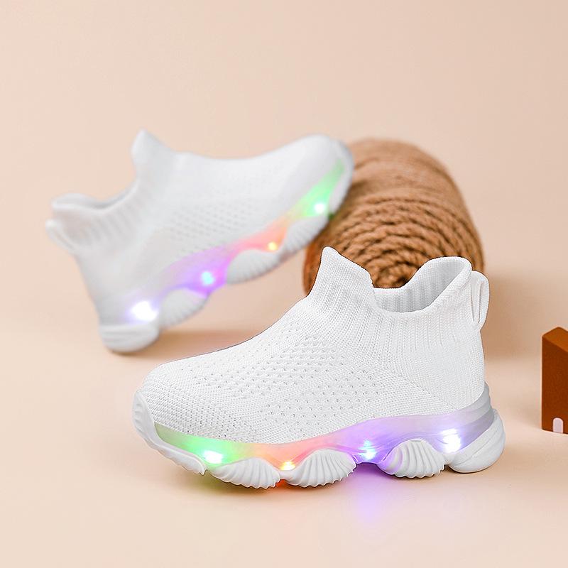 Pantofi Sport Cu Lumini pentru Copii, Tricotați Fly-Knit - Ultra-Ușori, Respirabili, Talpă Moale pentru Copii Mici