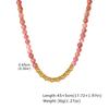 Trendy Colorful Natural Stone Necklace for Women, Stainless Steel Beads Chain Charm Necklace, Waterproof Bohemia Jewelry Gift