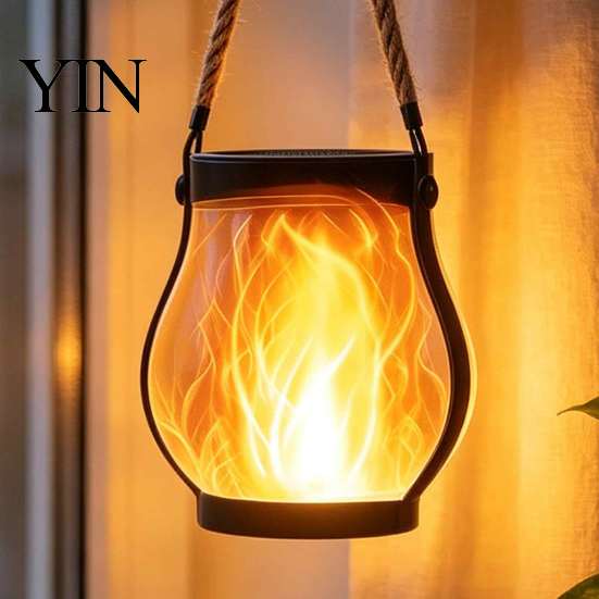 Decorative Tree Hanging Lights Flickering Flame Garden Lamp, Solar Yard Light, Outdoor Waterproof Lanterns Lantern with Auto On/Off Function for Patio