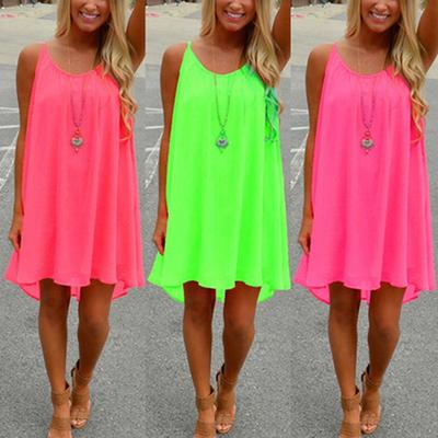 Sexy Frauen Sommer Casual Ärmelloses Abend Party Strand Kleid Kurze Mini Kleid