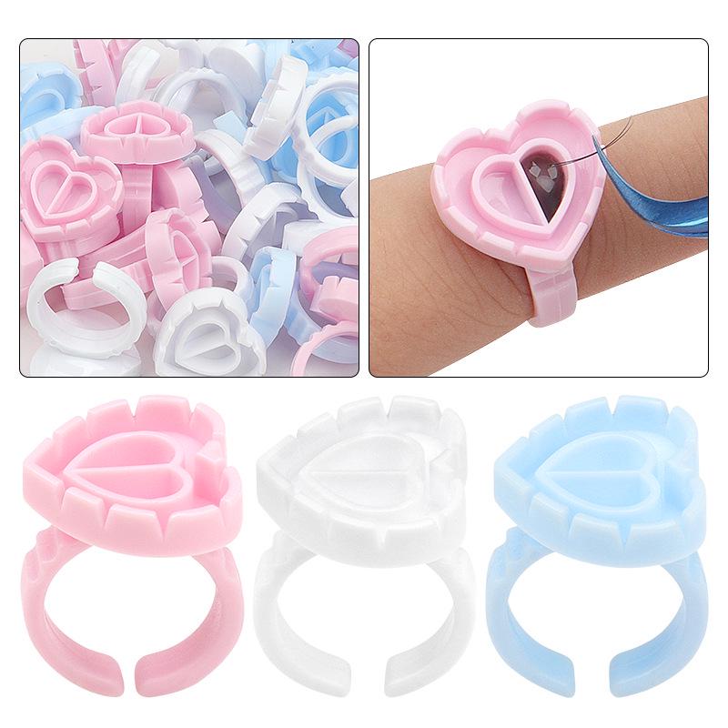 Embroidery Eyelash Extension Ring: Heart-Shaped Blooming Resin Cup (50/Bag)