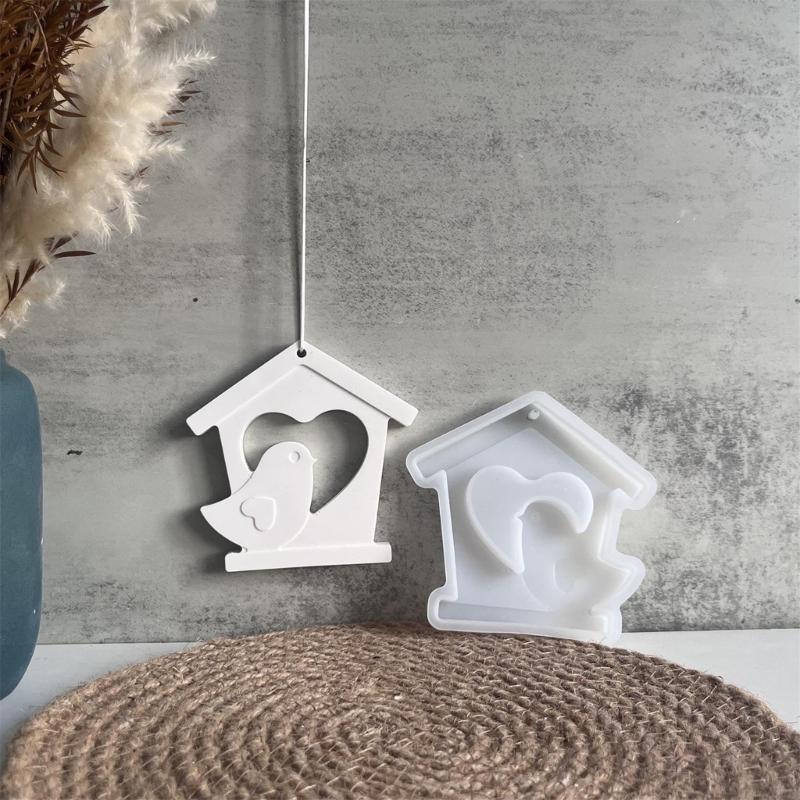Wisiorek Dom Ptaka Forma Silikonowa Ręcznie Robiona Wisząca Ozdoba Forma do Odlewania Żywice Epoksydowe Wiszące Dekoracje Ścienne Forma Betonowa