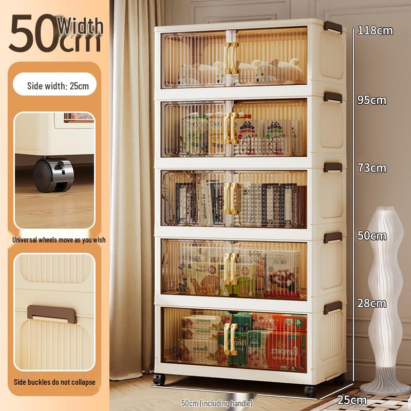 No-Install Multi-Layer Storage Cabinet for Baby & Kids - Folding Plastic Wardrobe & Snack Shelf