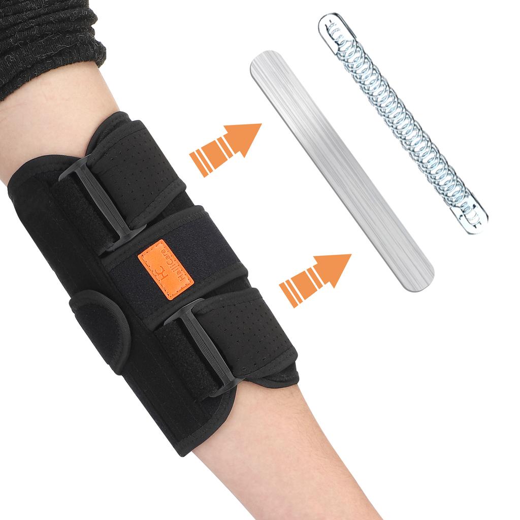 Adjustable Elbow Support Strap With 3 Fixed Steel Plates Breathable Elbow Guard For Training And Binding Splint Protection