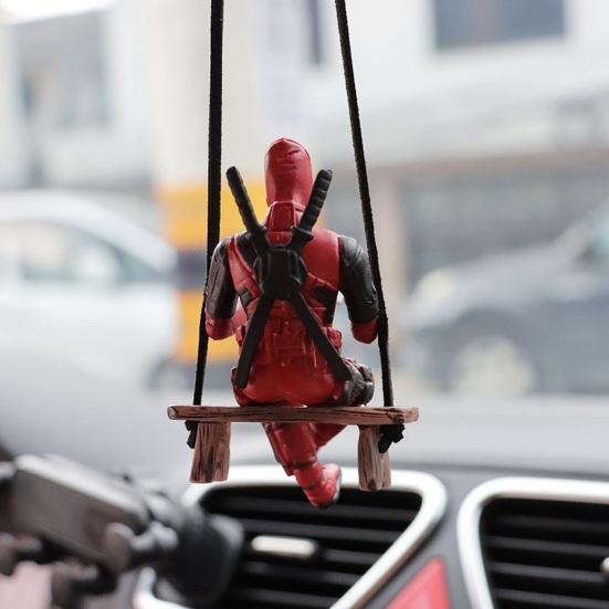 Anime Car Mirror Hanging Pendant Deadpool Ornaments Auto Functional Rear View Mirror Charm for Car Interior Decor Christmas Gift