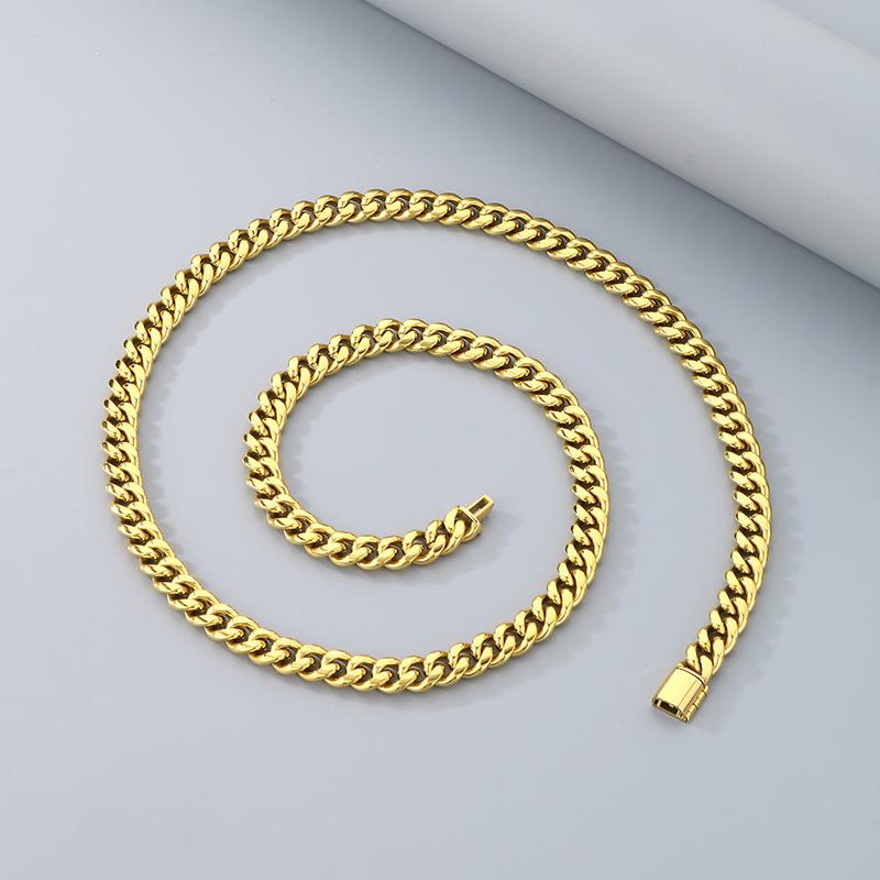 Kalen Shiny Cuban Chain Bracelet for Men Hip Hop Stainless Steel Jewelry Sets Gold Color Thick Necklace 8MM Trendy Accessories