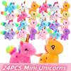 12-24 Adet Mini Peluş Unicorn Doldurulmuş Hayvanlar Unicorn Parti Hediyesi Toplu Oyuncak Çeşitleri Anahtarlık Hediye Çantası Çocuk Kız Doğum Günü için