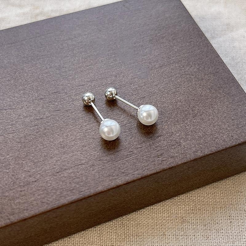 

Vintage Red Sandalwood Stud Earrings Simple Design Niche Sleep-Friendly Twist-On Clasp High-End Elegance 6MM